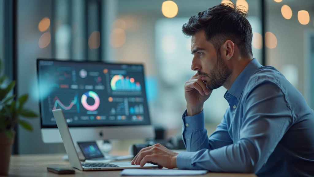 Предприниматель анализирует прогресс достижения целей на графике